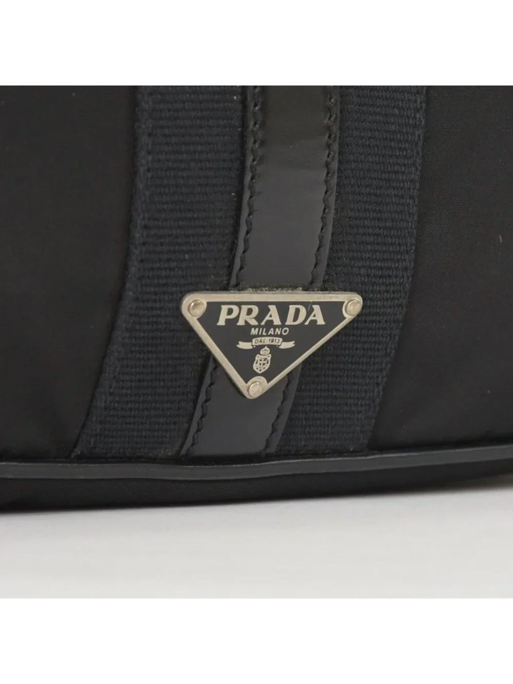 Prada Bag Triangle Logo Nylon Black Silver